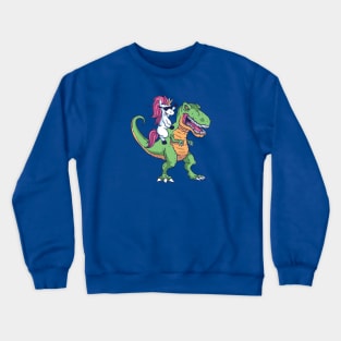 Cute Unicorn Riding T-Rex Crewneck Sweatshirt